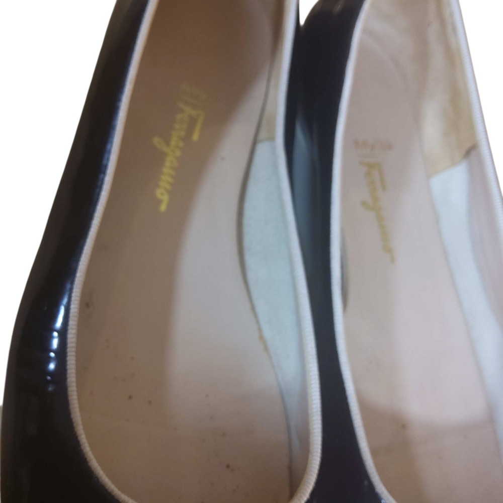 Ferragamo Salvatore Ferragamo Black Patent Platform Ballet Flats Womens 10 B - Picture 3 of 16